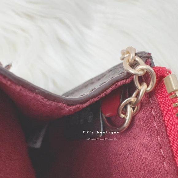 NWT Coach Mini Skinny Id Case Wallet In Signature Canvas Brown True Red 88208 - Picture 4 of 4